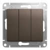 Выключатель 3-клавишный SYSTEME ELECTRIC GLOSSA, скрытый монтаж, шоколад