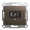 Розетка 2xUSB SYSTEME ELECTRIC GLOSSA, шоколад