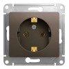 Розетка SYSTEME ELECTRIC GLOSSA, скрытый монтаж, с заземлением, шоколад