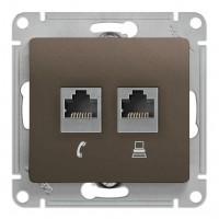 Розетка 2xRJ11+RJ45 Cat.5 SYSTEME ELECTRIC GLOSSA, шоколад