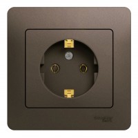 Розетка SYSTEME ELECTRIC GLOSSA, скрытый монтаж, с заземлением, шоколад