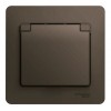 Розетка SYSTEME ELECTRIC GLOSSA, скрытый монтаж, с заземлением, с крышкой, со шторками, шоколад