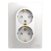 Розетка двухместная SYSTEME ELECTRIC GLOSSA, скрытый монтаж, с заземлением, со шторками, белый