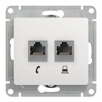 Розетка 2xRJ11+RJ45 Cat.5 SYSTEME ELECTRIC GLOSSA, белый