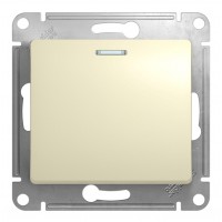 Выключатель 1-клавишный SYSTEME ELECTRIC GLOSSA, с подсветкой, скрытый монтаж, бежевый