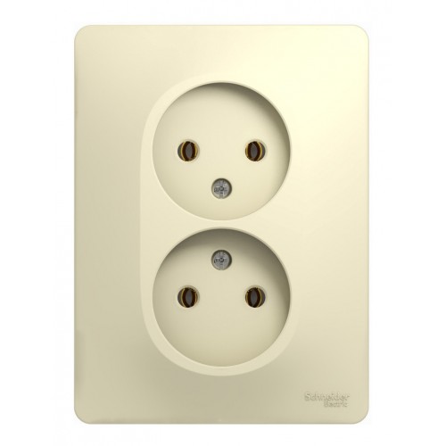 Розетка двухместная SYSTEME ELECTRIC GLOSSA, скрытый монтаж, без заземления, бежевый
