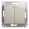 Выключатель 2-клавишный SYSTEME ELECTRIC GLOSSA, с подсветкой, скрытый монтаж, молочный
