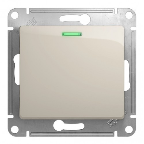 Переключатель 1-клавишный SYSTEME ELECTRIC GLOSSA, с подсветкой, скрытый монтаж, молочный