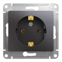 Розетка SYSTEME ELECTRIC GLOSSA, скрытый монтаж, с заземлением, графит