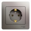 Розетка SYSTEME ELECTRIC GLOSSA, скрытый монтаж, с заземлением, платина