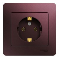 Розетка SYSTEME ELECTRIC GLOSSA, скрытый монтаж, с заземлением, баклажановый