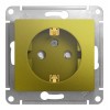 Розетка SYSTEME ELECTRIC GLOSSA, скрытый монтаж, с заземлением, со шторками, фисташковый