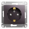 Розетка SYSTEME ELECTRIC GLOSSA, скрытый монтаж, с заземлением, со шторками, сиреневый туман