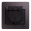 Розетка SYSTEME ELECTRIC GLOSSA, скрытый монтаж, с заземлением, с крышкой, со шторками, сиреневый туман