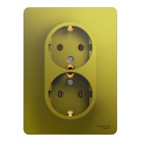 Розетка двухместная SYSTEME ELECTRIC GLOSSA, скрытый монтаж, с заземлением, фисташковый