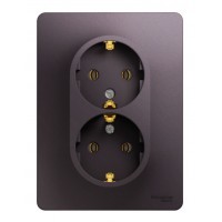 Розетка двухместная SYSTEME ELECTRIC GLOSSA, скрытый монтаж, с заземлением, сиреневый туман