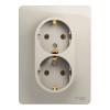 Розетка двухместная SYSTEME ELECTRIC GLOSSA, скрытый монтаж, с заземлением, молочный