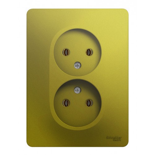 Розетка двухместная SYSTEME ELECTRIC GLOSSA, скрытый монтаж, без заземления, фисташковый