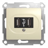 Розетка 2xUSB SYSTEME ELECTRIC GLOSSA, бежевый