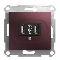 Розетка 2xUSB SYSTEME ELECTRIC GLOSSA, баклажановый