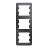 Рамка 3 поста SYSTEME ELECTRIC GLOSSA, вертикальная, графит