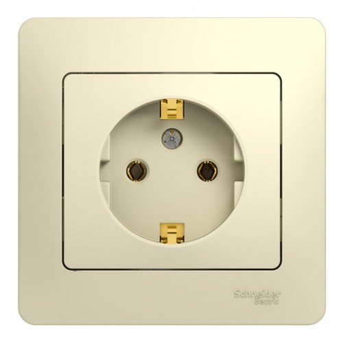 Розетка SYSTEME ELECTRIC GLOSSA, скрытый монтаж, с заземлением, бежевый