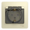 Розетка SYSTEME ELECTRIC GLOSSA, скрытый монтаж, с заземлением, с крышкой, со шторками, бежевый