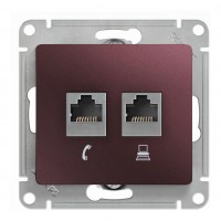 Розетка 2xRJ11+RJ45 Cat.5 SYSTEME ELECTRIC GLOSSA, баклажановый