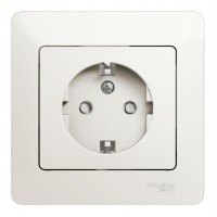 Розетка SYSTEME ELECTRIC GLOSSA, скрытый монтаж, с заземлением, со шторками, перламутр