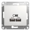 Розетка 2xUSB SYSTEME ELECTRIC GLOSSA, белый