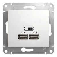 Розетка 2xUSB SYSTEME ELECTRIC GLOSSA, белый