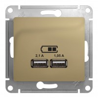 Розетка 2xUSB SYSTEME ELECTRIC GLOSSA, титан