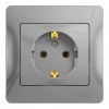 Розетка SYSTEME ELECTRIC GLOSSA, скрытый монтаж, с заземлением, алюминий