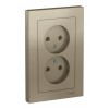 Розетка двухместная SYSTEME ELECTRIC ATLASDESIGN, скрытый монтаж, без заземления, шампань