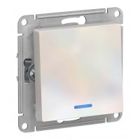 Выключатель 1-клавишный SYSTEME ELECTRIC ATLASDESIGN, с подсветкой, скрытый монтаж, жемчуг