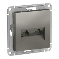 Розетка компьютерная 2xRJ45 Cat.5 SYSTEME ELECTRIC ATLASDESIGN, сталь