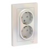 Розетка двухместная SYSTEME ELECTRIC ATLASDESIGN, скрытый монтаж, с заземлением, со шторками, жемчуг