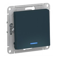 Выключатель 1-клавишный SYSTEME ELECTRIC ATLASDESIGN, с подсветкой, скрытый монтаж, изумруд