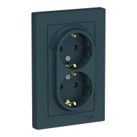 Розетка двухместная SYSTEME ELECTRIC ATLASDESIGN, скрытый монтаж, с заземлением, изумруд