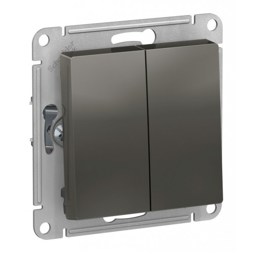 Переключатель 2-клавишный SYSTEME ELECTRIC ATLASDESIGN, скрытый монтаж, сталь