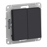 Выключатель 2-клавишный SYSTEME ELECTRIC ATLASDESIGN, скрытый монтаж, карбон