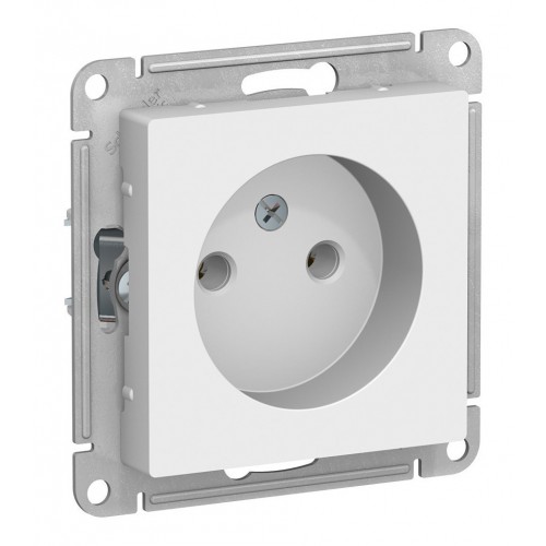 Розетка SYSTEME ELECTRIC ATLASDESIGN, скрытый монтаж, без заземления, винтовые клеммы, белый