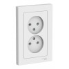 Розетка двухместная с рамкой SYSTEME ELECTRIC ATLASDESIGN, скрытый монтаж, без заземления, винтовые клеммы, белый