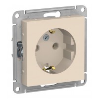 Розетка SYSTEME ELECTRIC ATLASDESIGN, скрытый монтаж, с заземлением, винтовые клеммы, бежевый