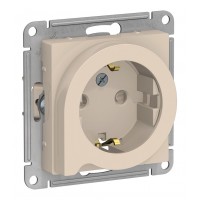 Розетка SYSTEME ELECTRIC ATLASDESIGN, скрытый монтаж, с заземлением, со шторками, бежевый