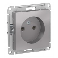 Розетка SYSTEME ELECTRIC ATLASDESIGN, скрытый монтаж, без заземления, винтовые клеммы, алюминий