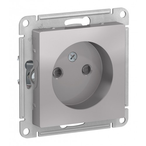 Розетка SYSTEME ELECTRIC ATLASDESIGN, скрытый монтаж, без заземления, со шторками, винтовые клеммы, алюминий