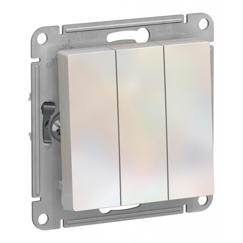 Выключатель 3-клавишный SYSTEME ELECTRIC ATLASDESIGN, скрытый монтаж, жемчуг