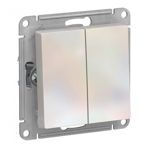 Переключатель 2-клавишный SYSTEME ELECTRIC ATLASDESIGN, скрытый монтаж, жемчуг