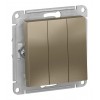 Выключатель 3-клавишный SYSTEME ELECTRIC ATLASDESIGN, скрытый монтаж, шампань